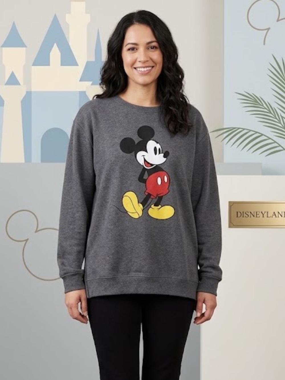 Disney Mickey Mouse Sweatshirt Gray 3D Textured Graphic Pullover 1X Like New